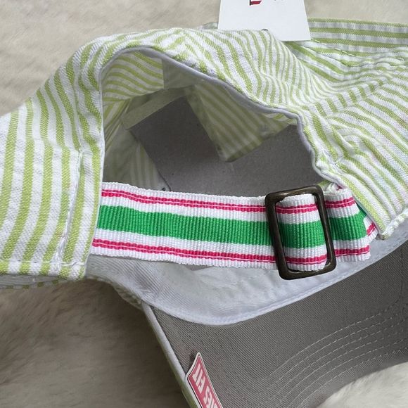 NWT The Masters Golf Tournament Augusta Hat Ladies Green White Seersucker RARE! - Picture 7 of 13